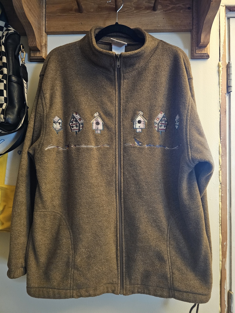 Northern Reflections Brown Full-Zip Fleece Jacket with Birdhouse Embroidery